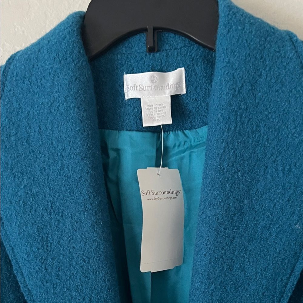 NWT Soft Surroundings Plaza Boiled Wool Coat Jacket Teal In Size S - Picture 3 of 16